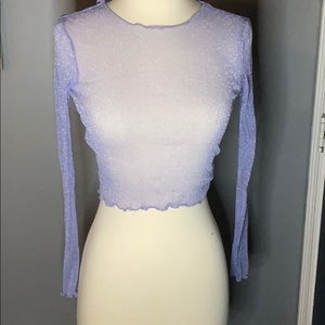 Sheer glitter purple top